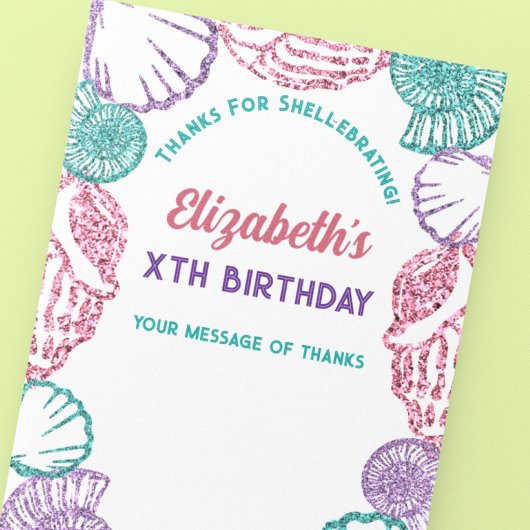 Seashell Girls Birthday Dankeskarte