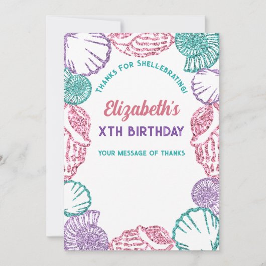 Seashell Girls Birthday Dankeskarte (Vorderseite)