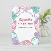 Seashell Girls Birthday Dankeskarte (Stehend Vorderseite)