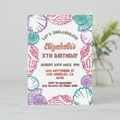 Seashell Girls Birthday Folieneinladung (Stehend vorne)