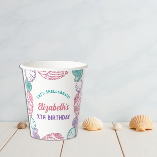 Seashell Girls Birthday Pappbecher