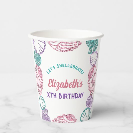 Seashell Girls Birthday Pappbecher (Vorderseite)