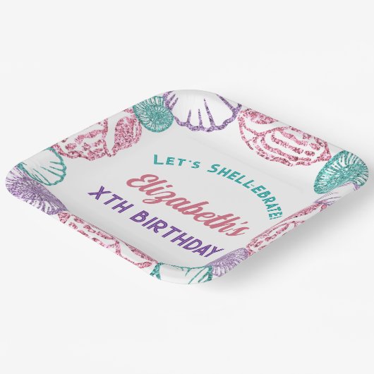 Seashell Girls Birthday Pappteller (Gewinkelt)