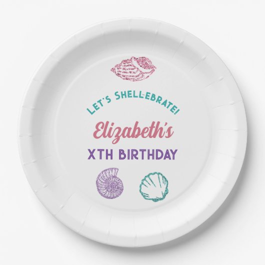 Seashell Girls Birthday Pappteller (Vorderseite)