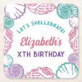 Seashell Girls Birthday Rechteckiger Pappuntersetzer (Vorderseite)