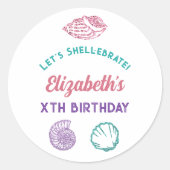 Seashell Girls Birthday Runder Aufkleber (Vorderseite)