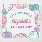 Seashell Girls Birthday Schaumweinetikett (Einzelnes Label)