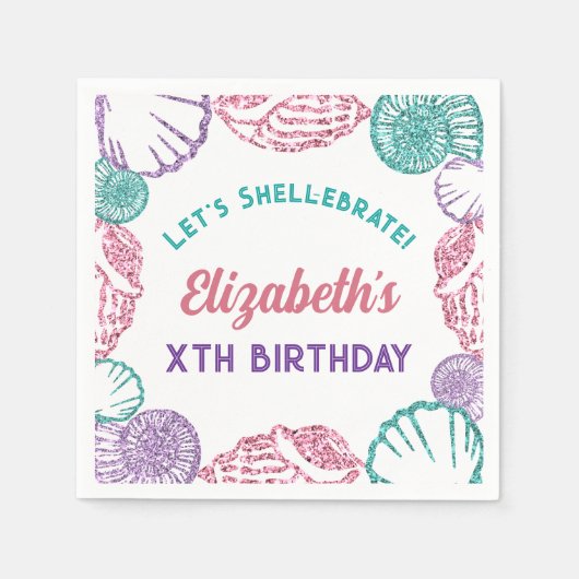 Seashell Girls Birthday Serviette (Vorderseite)