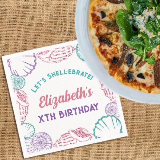 Seashell Girls Birthday Serviette