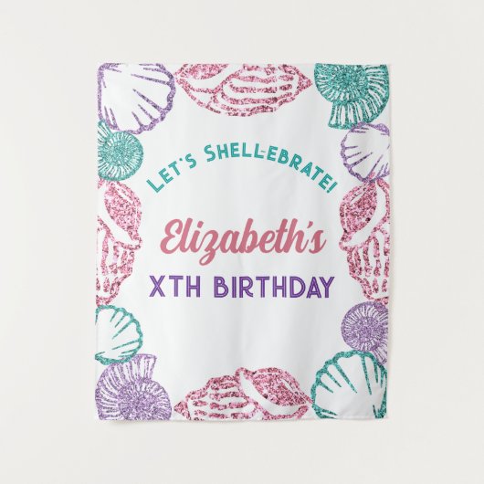 Seashell Girls Birthday Wandteppich (Vorderseite)