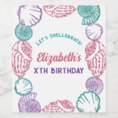 Seashell Girls Birthday Weinetikett (Einzelnes Label)