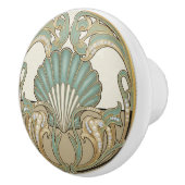 Seashell Green Cream & Gold Art Deco Nouveau Shell Keramikknauf (Rechts)