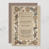 Seashell-Grenzwebart-Hochzeits-Einladung Einladung (Vorne/Hinten)