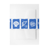 Seashell Grid Beach Wedding Blue White CUSTOM Einladungsbanderole (Vorderseite Beispiel)