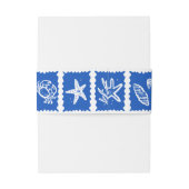 Seashell Grid Beach Wedding Blue White CUSTOM Einladungsbanderole (Rückseitenbeispiel)