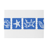 Seashell Grid Beach Wedding Blue White CUSTOM Einladungsbanderole (Rückseitenbeispiel)