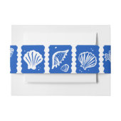 Seashell Grid Beach Wedding Blue White CUSTOM Einladungsbanderole (Vorderseite Beispiel)