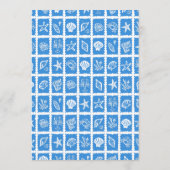Seashell Grid Beach Wedding Blue White CUSTOM Menükarte (Rückseite)