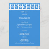 Seashell Grid Beach Wedding Blue White CUSTOM Menükarte (Vorderseite)