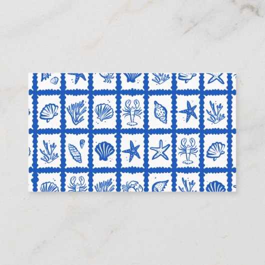 Seashell Grid Beach Wedding CUSTOM Platzkarte (Rückseite)