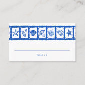 Seashell Grid Beach Wedding CUSTOM Platzkarte (Vorderseite)