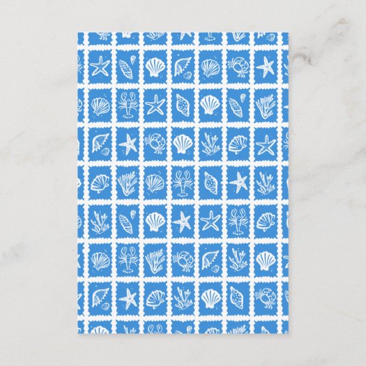 Seashell Grid Beach Wedding CUSTOM QR Code Begleitkarte (Rückseite)