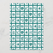 Seashell Grid Beach Wedding Green White CUSTOM Menükarte (Rückseite)