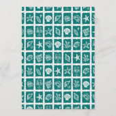 Seashell Grid Beach Wedding Green White CUSTOM Menükarte (Rückseite)