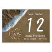 Seashell Heart Beach Brautparty Tischnummer (Rückseite)