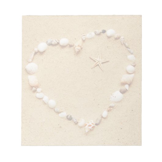 Seashell Heart mit Starfish Notizblock (Vorderseite)