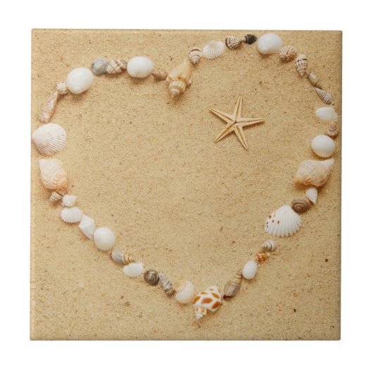 Seashell-Herz mit Starfish Fliese (Vorderseite)