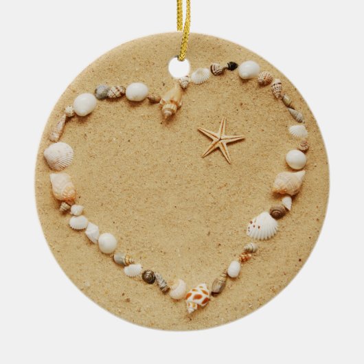 Seashell-Herz mit Starfish Keramikornament (Vorne)