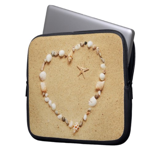 Seashell-Herz mit Starfish Laptopschutzhülle (Vorderseite Links)