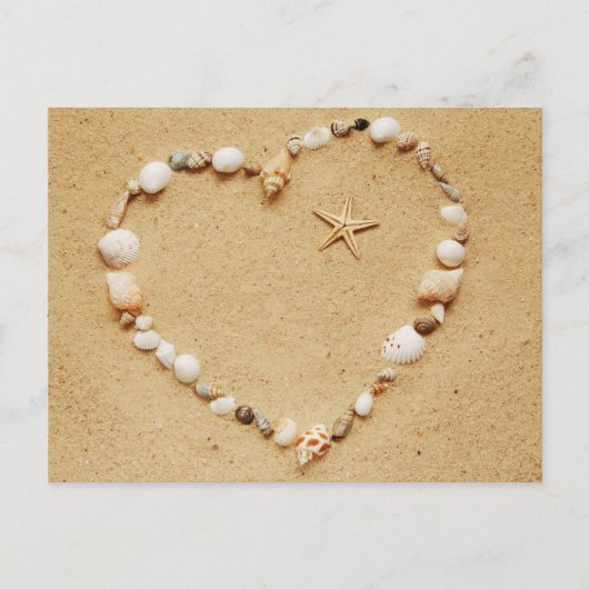 Seashell Herz mit Starfish Postkarte (Vorderseite)