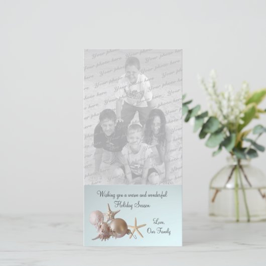 Seashell Holiday Greeting Feiertagskarte (Stehend Vorderseite)