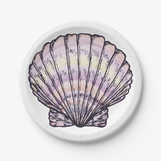 Seashell Illustration Pappteller (Vorderseite)