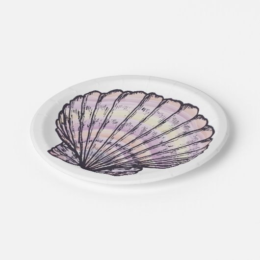 Seashell Illustration Pappteller (Schrägansicht)