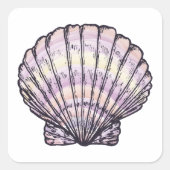 Seashell Illustration Quadratischer Aufkleber (Vorderseite)