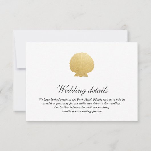 Seashell Imitate Gold Foil | Angaben zur Hochzeit Einladung (Vorderseite)