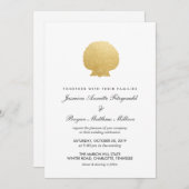 Seashell Imitate Gold Foil | Hochzeit am Ozean Einladung (Vorne/Hinten)