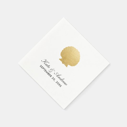 Seashell Imitate Gold Foil | Hochzeit am Ozean Serviette (Ecke)