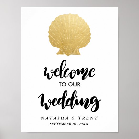 Seashell Imitate Gold Foil | Hochzeitszeichen Poster (Vorne)