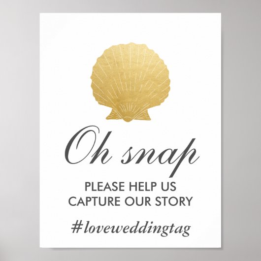 Seashell Imitate Gold Foil | Ocean Insta Wedding S Poster (Vorne)