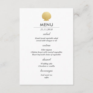 Seashell Imitate Gold Foil   Ocean Wedding Menu Einladung