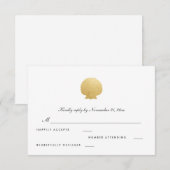 Seashell Imitate Gold Foil | Ocean Wedding RSVP Karte (Vorne/Hinten)