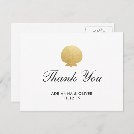 Seashell Imitate Gold Foil | Ocean Wedding Vielen  Postkarte (Vorne/Hinten)