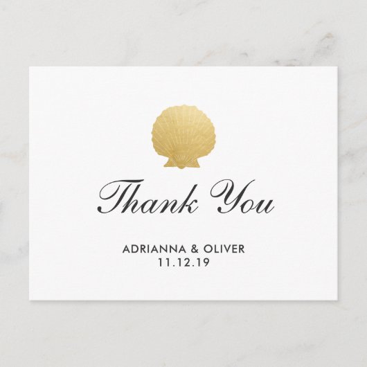 Seashell Imitate Gold Foil | Ocean Wedding Vielen Postkarte (Vorderseite)