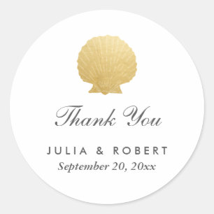 Seashell Imitate Gold Foil   Ocean Wedding Vielen  Runder Aufkleber