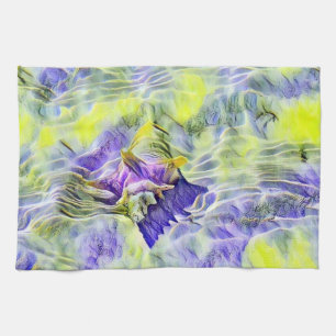 Seashell in blauem lila Aquarellbild Geschirrtuch