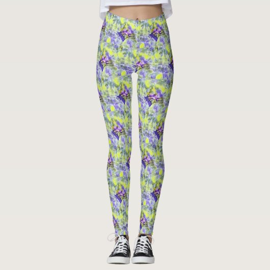 Seashell in blauem lila Aquarellbild Leggings (Vorderseite)